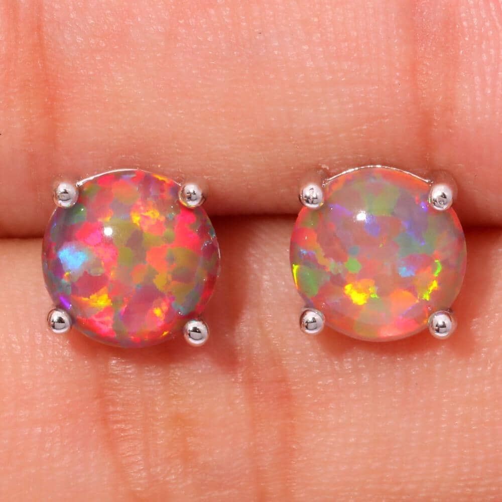 Orange Fire Opal Silver EarringsEarrings