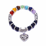 7 Chakra Natural Stone Heart Charm BraceletsBracelet