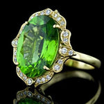Unique Gorgeous Aesthetic Flower Design Peridot RingRing
