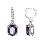 Geometric Amethyst Drop Earrings - 925 Sterling SilverEarrings