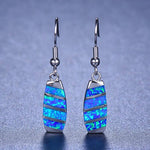 Blue White Fire Opal Bridge Drop EarringsEarrings