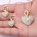 18K Gold Filled Shine Austrian Crystal Heart Necklace & Earrings SetJewelry Set