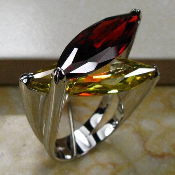 Huge Garnet Citrine 925 Sterling Silver RingRing