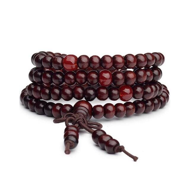 Natural Sandalwood Buddhist Meditation BraceletBraceletred 2