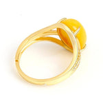 925 Sterling Silver Natural Yellow Amber Ring (Resizeable)Ring