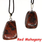 Aventurine and Other Stones Natural Crystal Irregular Tumbled Stone Reiki Rope NecklaceNecklaceRed Mahogany