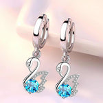 Blue, White & Pink Fire Opal Swan EarringsEarrings