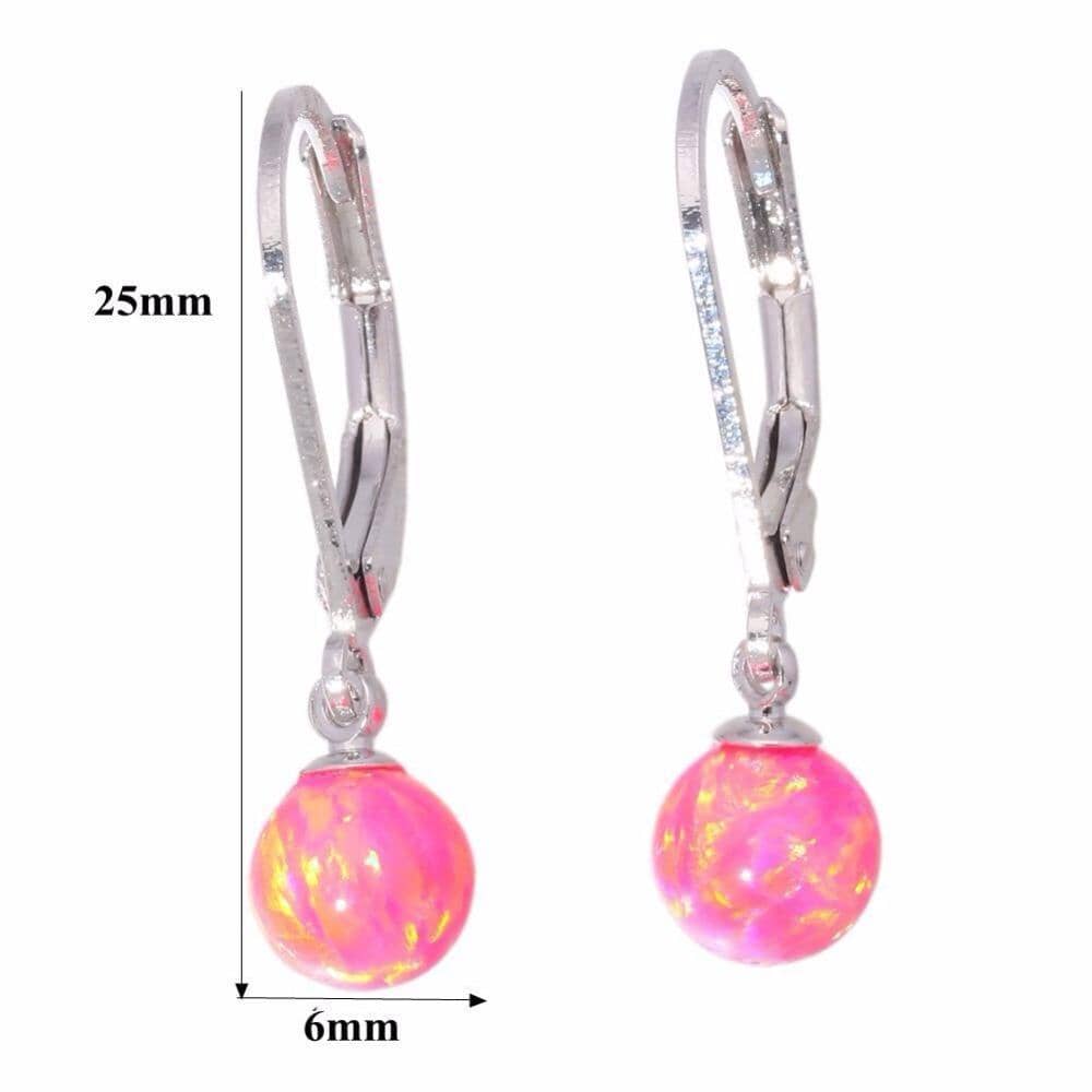 6mm Pink Fire Opal Drop EarringsEarrings