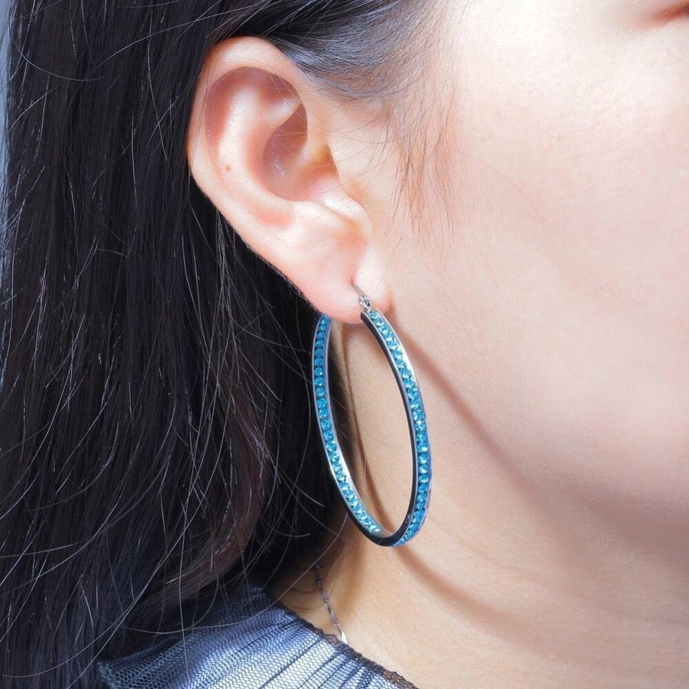 Crystal Stone Hoop EarringsEarrings