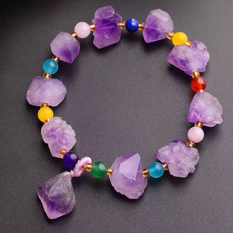 Natural Uruguay Amethyst Original Stone Amulet BraceletsBraceletWhite