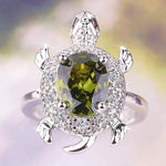 Lovely Cute Turtle Peridot RingRing