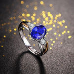 Classic Luxury Oval Sapphire Gemstone Adjustable Ring - 925 Sterling SilverRing