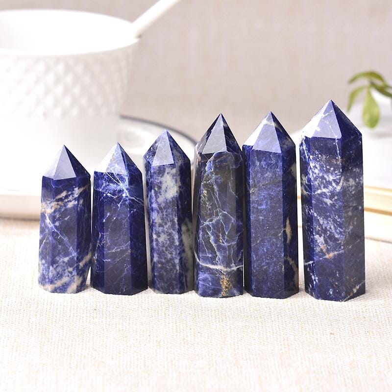 1pc Natural Crystal Point Sodalite Healing Obelisk WandWand