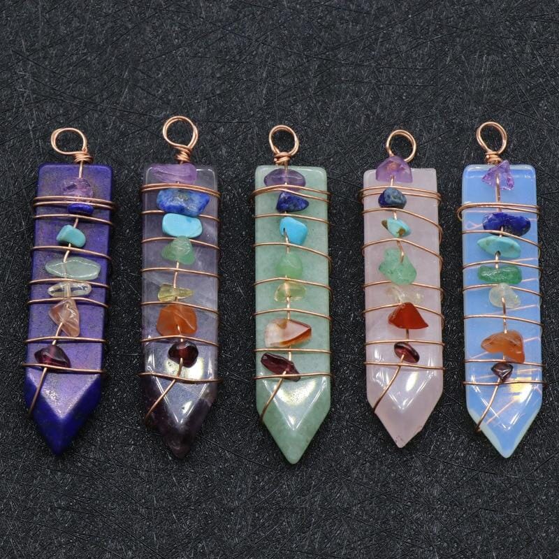 Handmade Wrap Pendulum 7 Chakra Sword PendantPendant