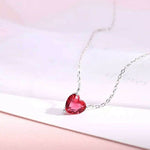 Little Heart Shape Ruby Necklace - 925 Sterling SilverNecklace