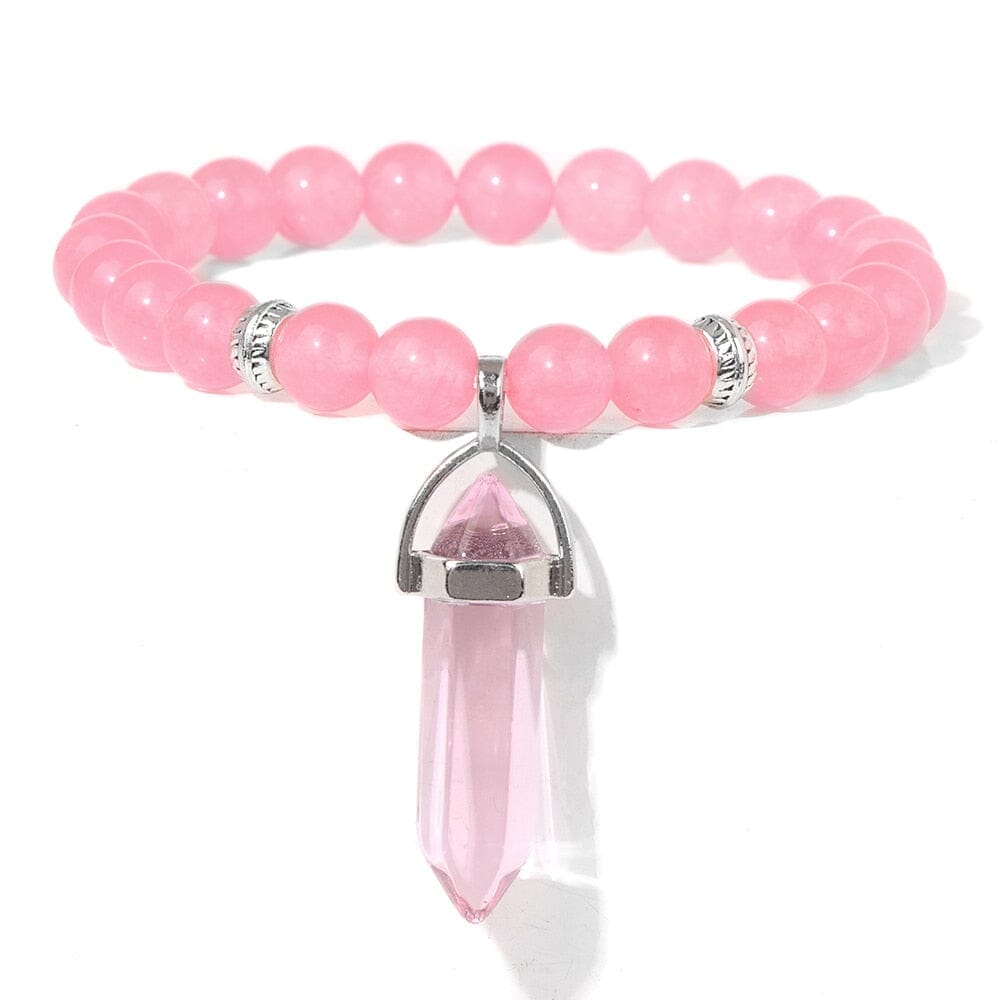 Natural Tiger Eye Stone Bracelet Hexagonal Column Pendant Bracelet Men Agates Crystal Charm Bracelets Women Reiki Yoga JewelryBraceletPink Quartz17CM