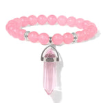 Natural Tiger Eye Stone Bracelet Hexagonal Column Pendant Bracelet Men Agates Crystal Charm Bracelets Women Reiki Yoga JewelryBraceletPink Quartz17CM