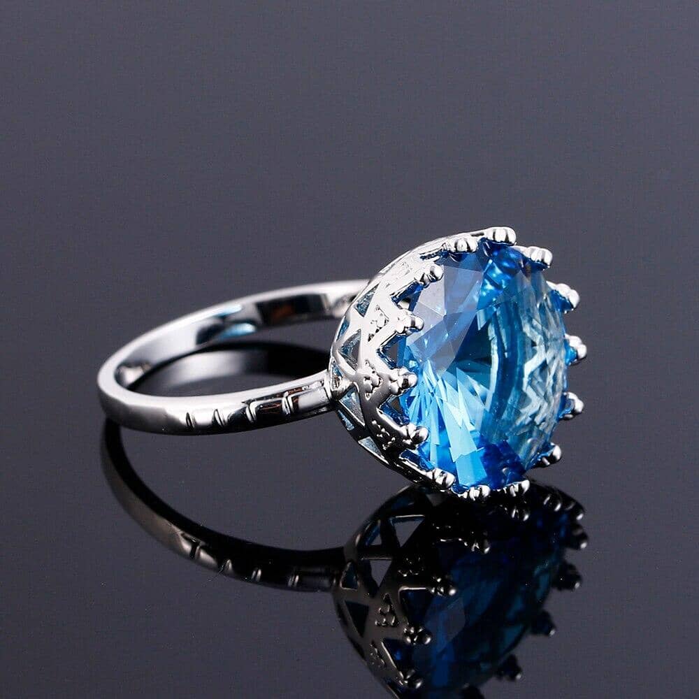 Blue Sapphire Crown Ring - 925 Sterling SilverRing