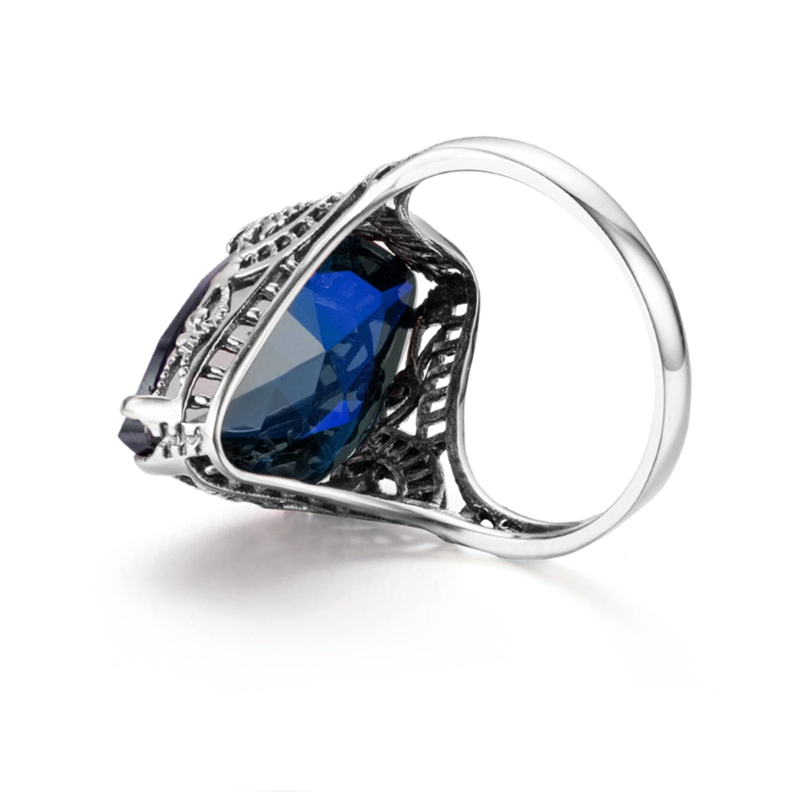 Huge Elegant Emerald Ruby Sapphire Ring - 925 Sterling SilverRing