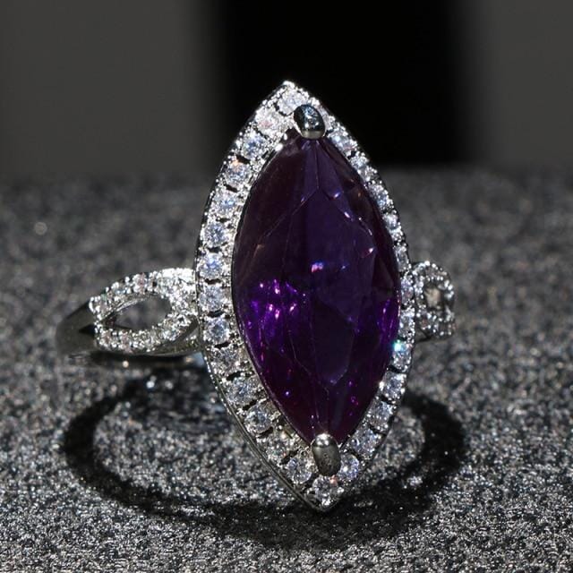 Glamorous Amethyst Zircon Ring - 925 Sterling SilverRing6