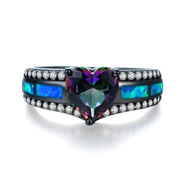 Mystic Topaz & Blue Fire Opal Heart RingRing