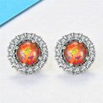 Green Fire Opal Cubic Zirconia Silver EarringsEarringsOrange Opal