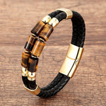 High Quality Natural Tiger Eye Braided Leather Rope BraceletBraceletYellow Tiger Eye19cm
