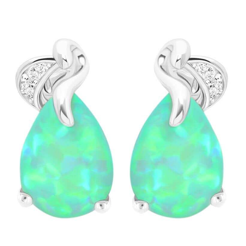 Green Fire Opal Silver EarringsEarrings