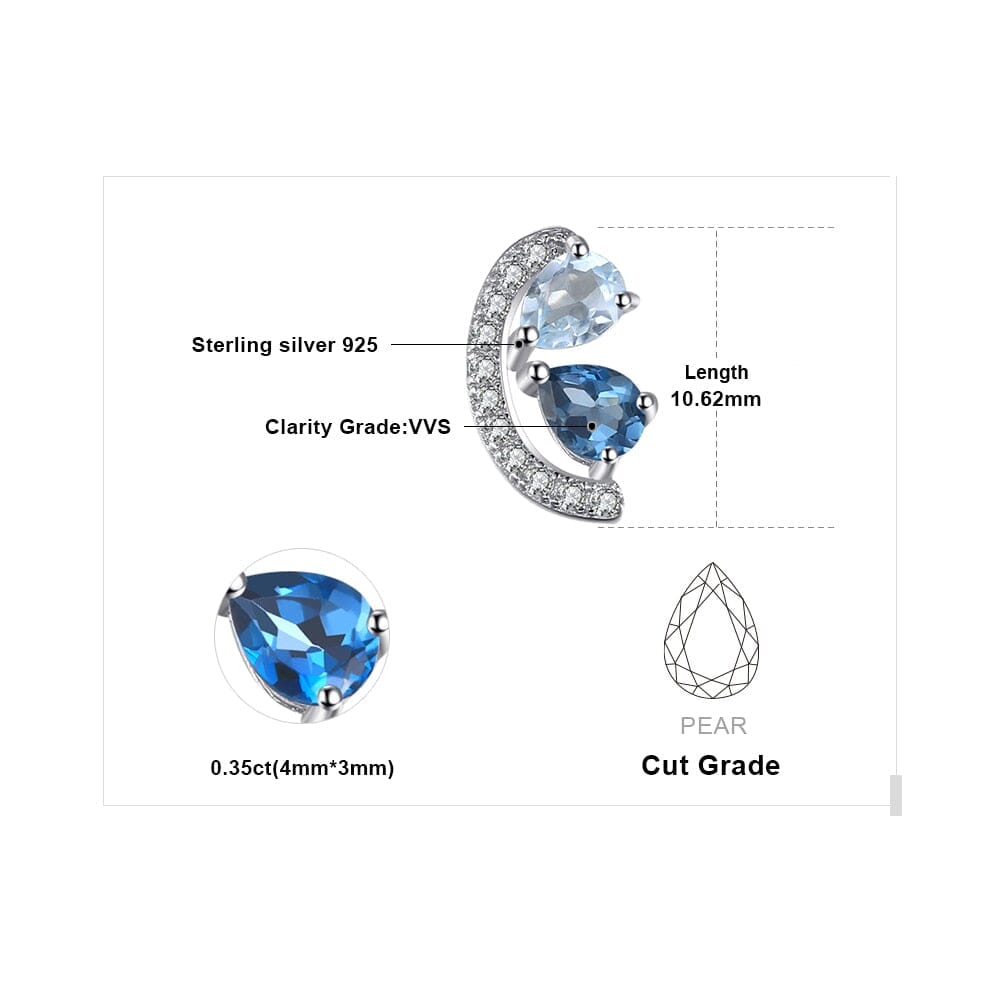 Ear Pear Natural Sky London Blue Topaz Stud Earrings - 925 Sterling SilverEarrings