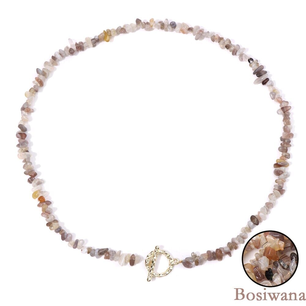 Boho Fashion Aventurine and other Stone Chips ChokerNecklace21 Bosiwana Agates