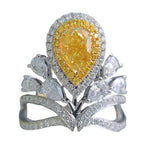 Elegant Citrine Zircon Crown Ring - 925 Sterling SilverRing