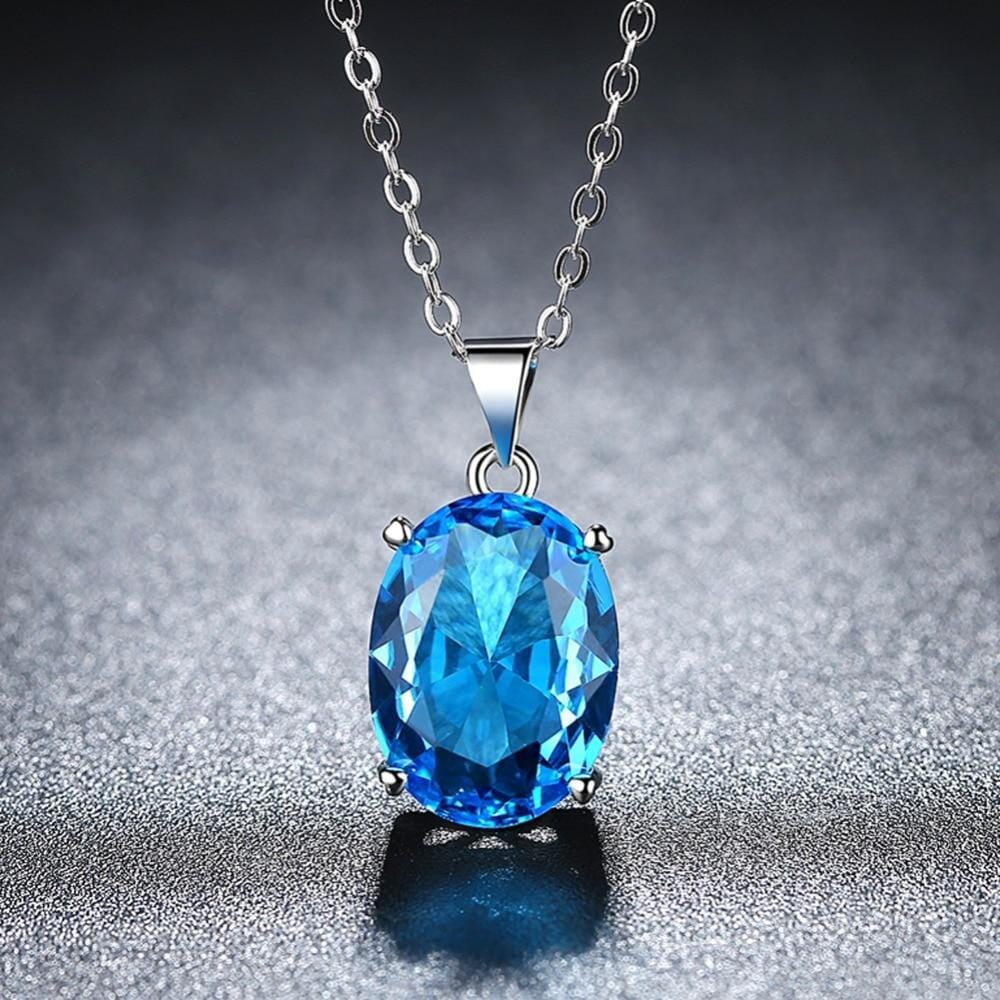 Aquamarine Oval Pendant NecklaceNecklace