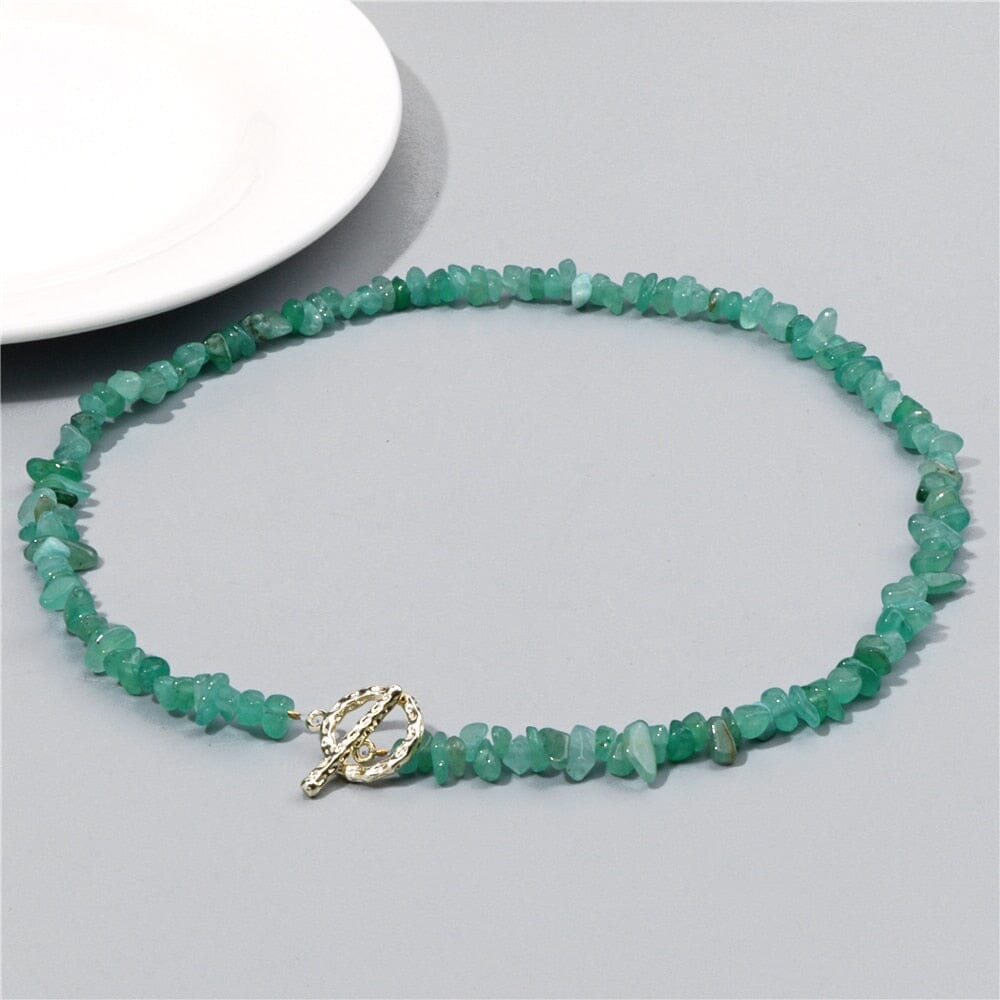 Boho Fashion Aventurine and other Stone Chips ChokerNecklace