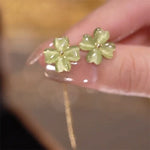 Exquisite Jade Clover Long Tassel Earrings - 925 Sterling SilverEarrings1