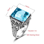 Turkish Geometric Aquamarine Ring - 925 Sterling SilverRing