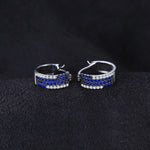 Fashion Created Blue Sapphire Stud Earrings - 925 Sterling SilverEarrings