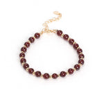 Small Garnet Bead Bracelet - 925 Sterling SilverBracelet