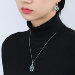 Beautiful Peridot and Sapphire Gemstone Jewelry SetNecklace