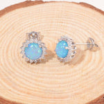 Blue Fire Opal Zircon Silver Stud EarringsEarrings