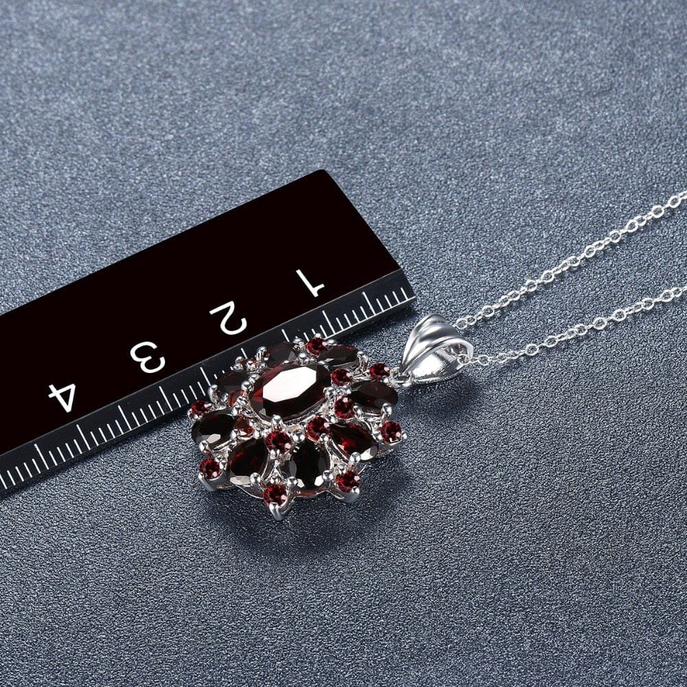 7.54ct Natural Black Garnet Pendant Necklace - 925 Sterling SilverNecklaces