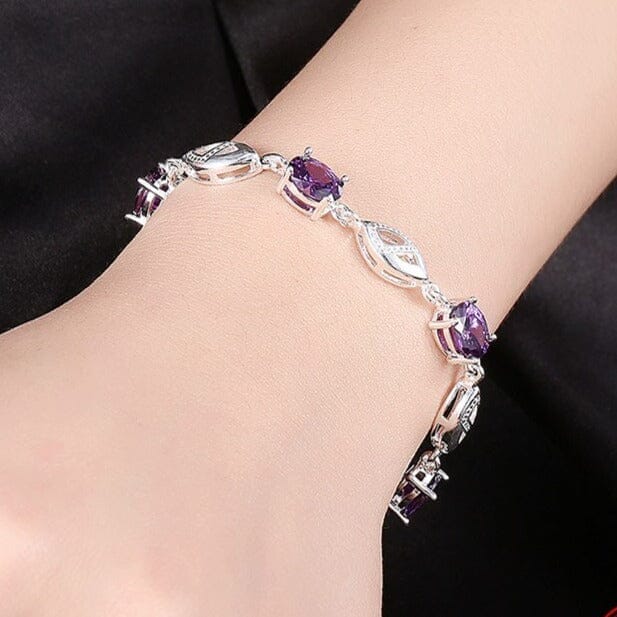 Fashion 925 Sterling Silver Geometric Amethyst BraceletBracelet