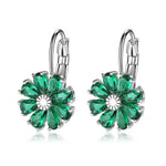 Cubic Zirconia Flower EarringsEarringsGreen