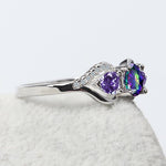 Heart-shaped Amethyst and Colorful Topaz Ring - 925 Sterling SilverRing