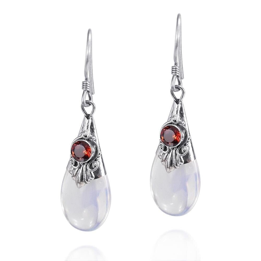Party Water Drop Shaped Moonstone EarringsEarringsred