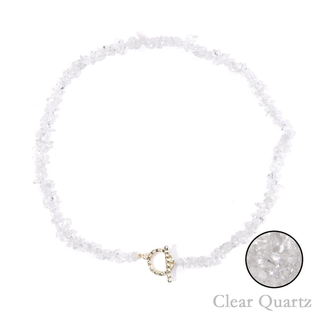 Boho Fashion Aventurine and other Stone Chips ChokerNecklace17 Clear Quartz