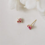 Light Luxury French Heart Ruby Stud Earrings - 925 Sterling SilverEarrings