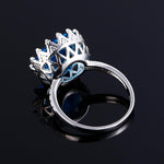Blue Sapphire Crown Ring - 925 Sterling SilverRing