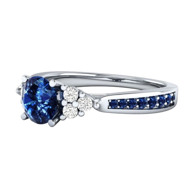 Genuine Natural Sri Lanka Birthstone Sapphire Ring - S925 Sterling SilverRing