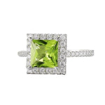 Natural Peridot Zircon Square RingRing