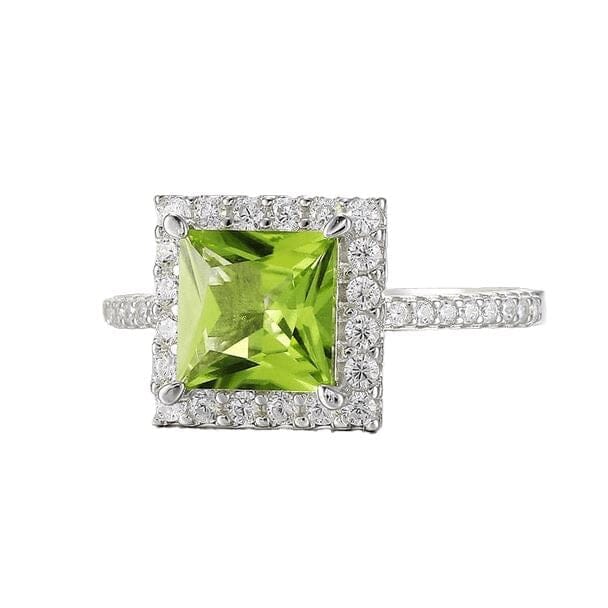 Natural Peridot Zircon Square RingRing